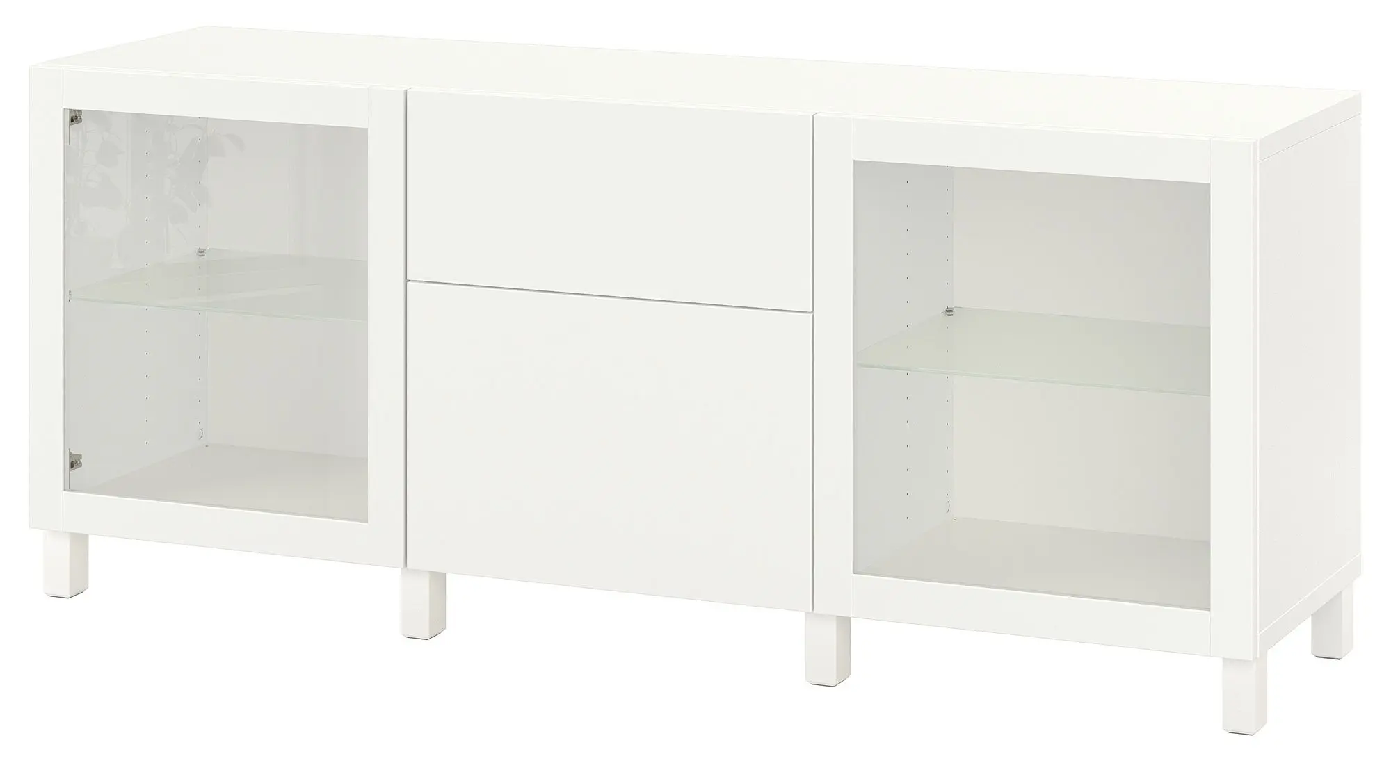 Bufet Ikea Besta/Lappviken/Sindvik/Stubbarp sertare/sticla 180x42x74 (Alb)