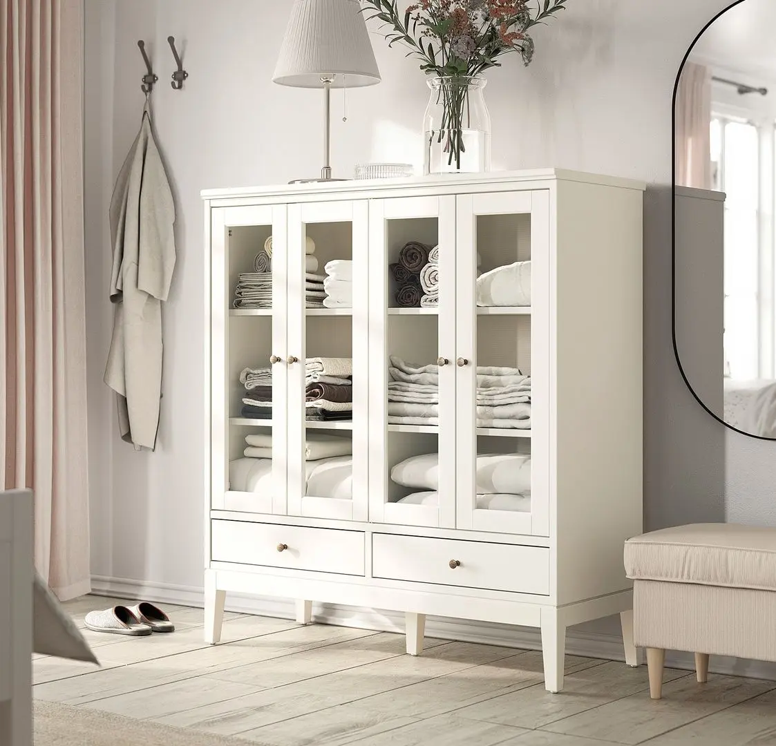 Dulap-Vitrina Ikea Idanas usi de sticla 121x50x135 (Alb)