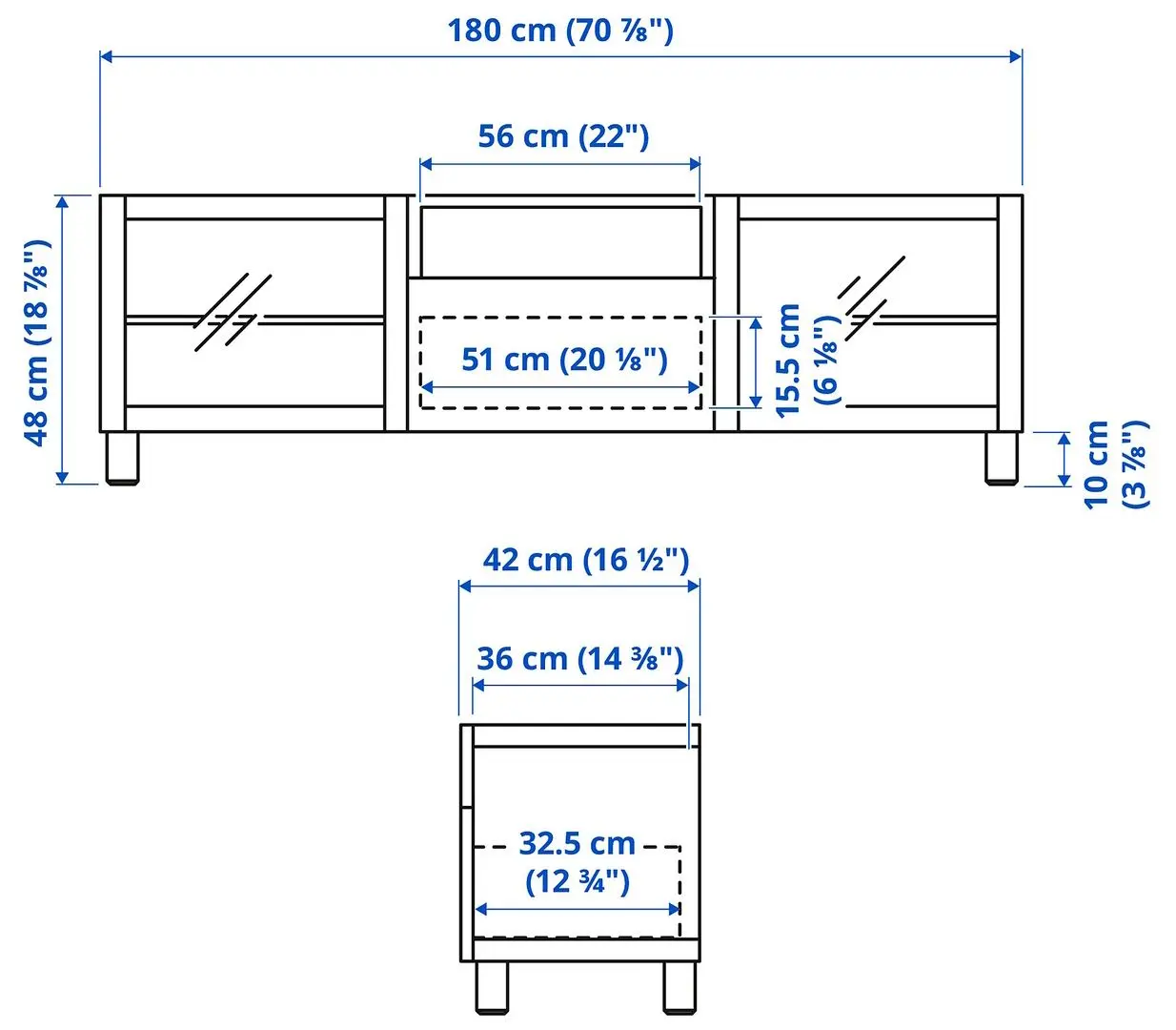 Tumba pentru TV Ikea Besta/Hanviken/Stubbarp sticla 180x42x48 (Alb) - 9