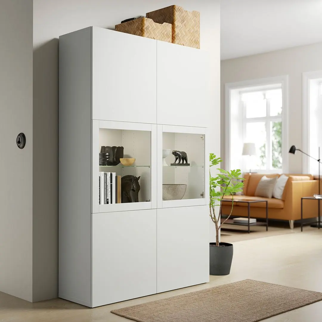 Vitrina Ikea Besta/Lappviken/Sindvik usi sticla 120x42x193 (Alb)