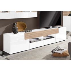 Tumba pentru TV Helvetia Toledo №40 2D3S (White Gloss/Sanremo Oak Light)