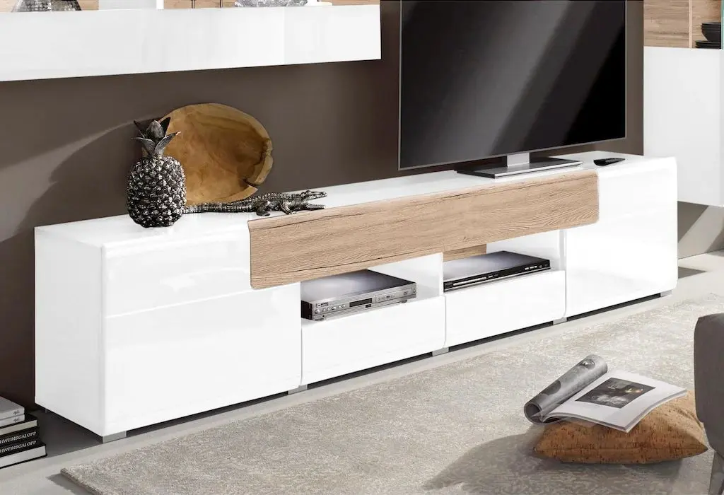 Тумба РТВ Helvetia Toledo №40 2D3S (White Gloss/Sanremo Oak Light)