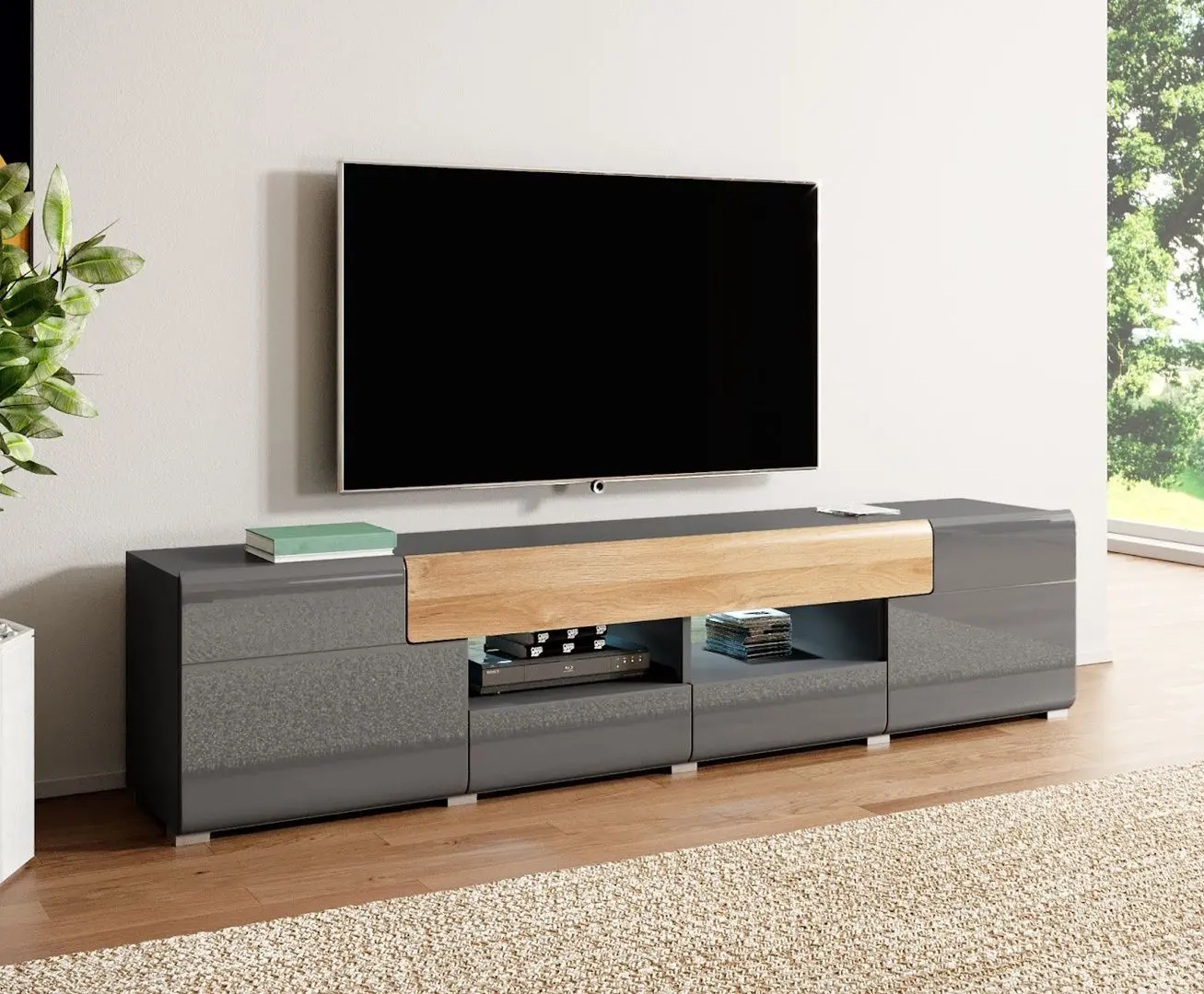 Тумба РТВ Helvetia Toledo №40 2D3S (Anthracite Gloss/Grandson Oak)