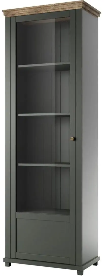 Vitrina Helvetia Evora №05 1D Green/Lefkas Oak (stanga)