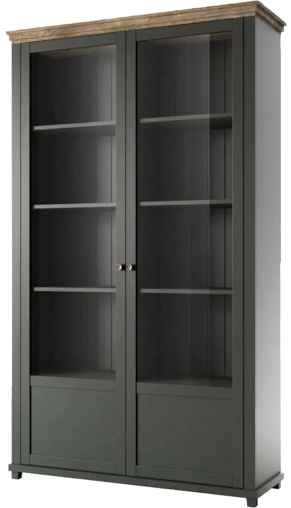 Витрина Helvetia Evora №13 2D (Green/Lefkas Oak)