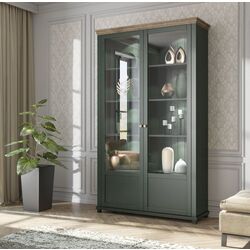 Витрина Helvetia Evora №13 2D (Green/Lefkas Oak)