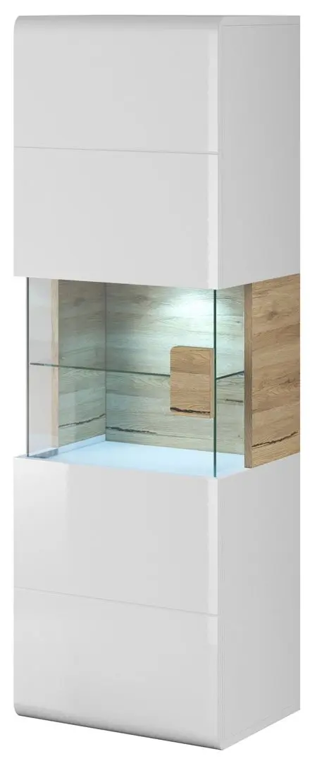 Витрина навесная Helvetia Toledo №07 1D (White Gloss/Sanremo Oak Light)