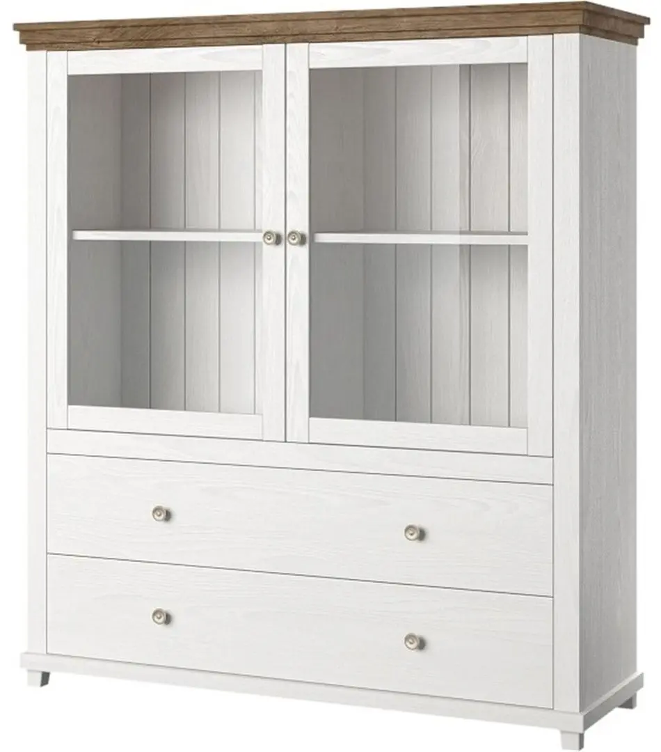 Dulap-Vitrina Helvetia Evora №46 2D2S (Ash Abisko White/Lefkas Oak)