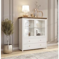 Dulap-Vitrina Helvetia Evora №46 2D2S (Ash Abisko White/Lefkas Oak) Thumb