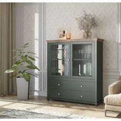 Шкаф-Витрина Helvetia Evora №46 2D2S (Green/Lefkas Oak)
