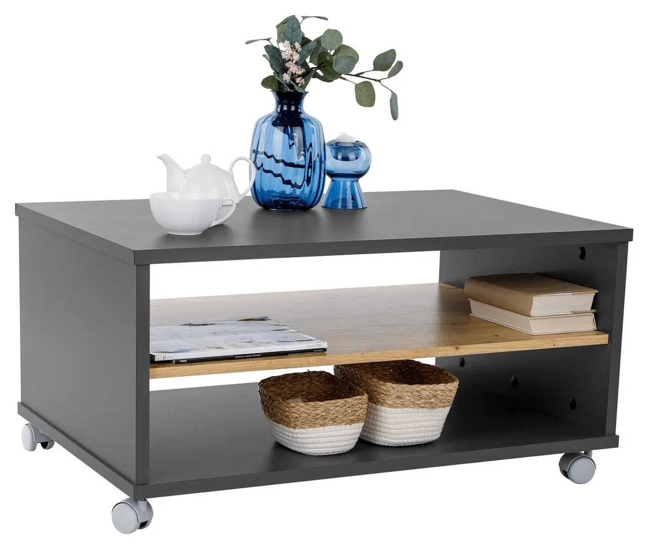 Masa pentru reviste Tempo Kondela Rioma New Typ 32 (Graphite/Artisan Oak)