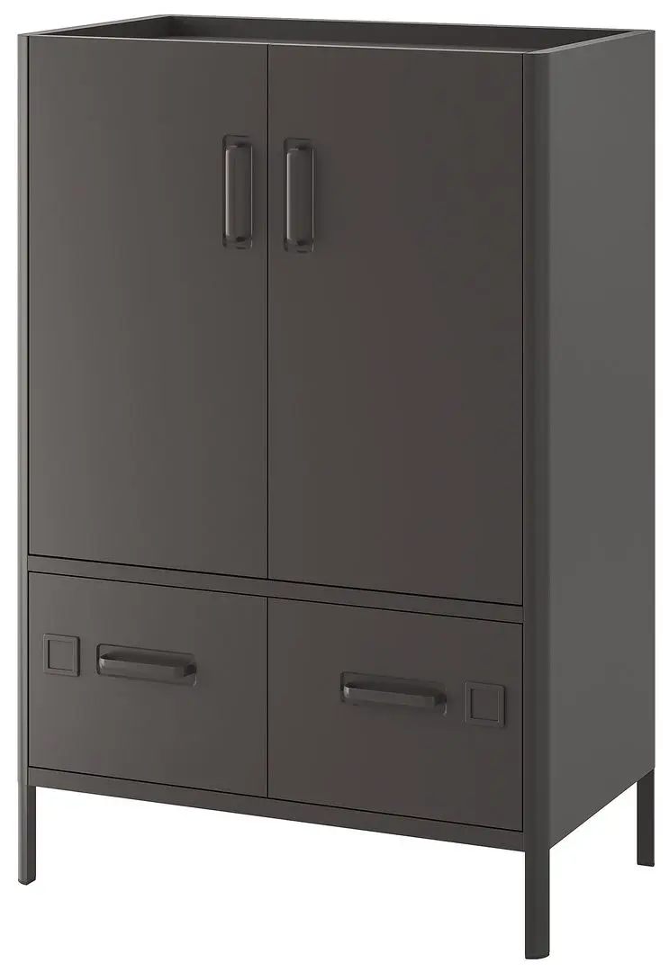 Tumba Ikea Idasen cu usi/sertare (Gri Inchis)