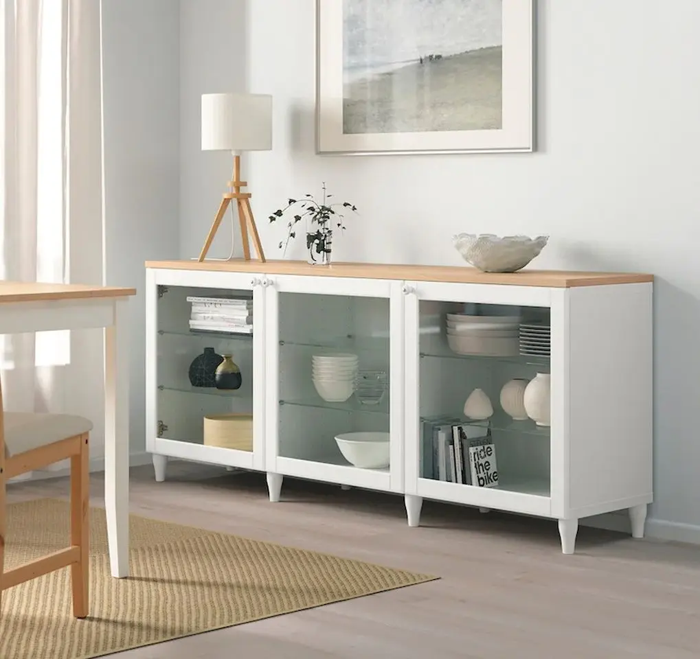 Bufet Ikea Besta/Ostvik/Kabbarp usi/sticla 180x42x76 (Alb)