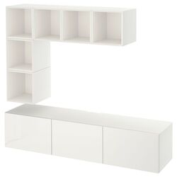 Гостиная Ikea Besta/Eket/Selsviken 180x42x185 (Белый/Глянцевый белый) Thumb