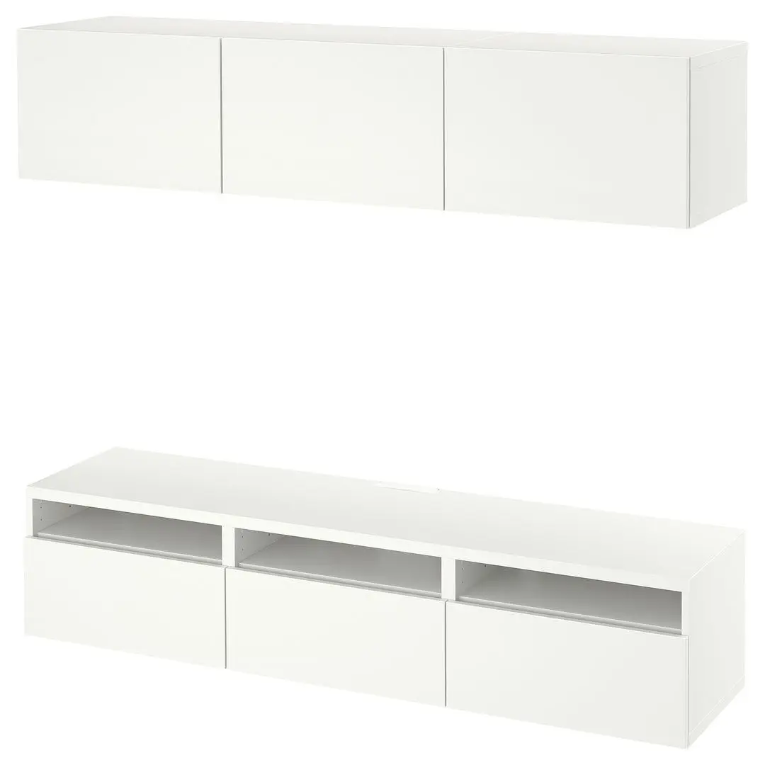 Гостиная Ikea Besta/Lappviken нажимные направляющие 180x42x185 (Белый)