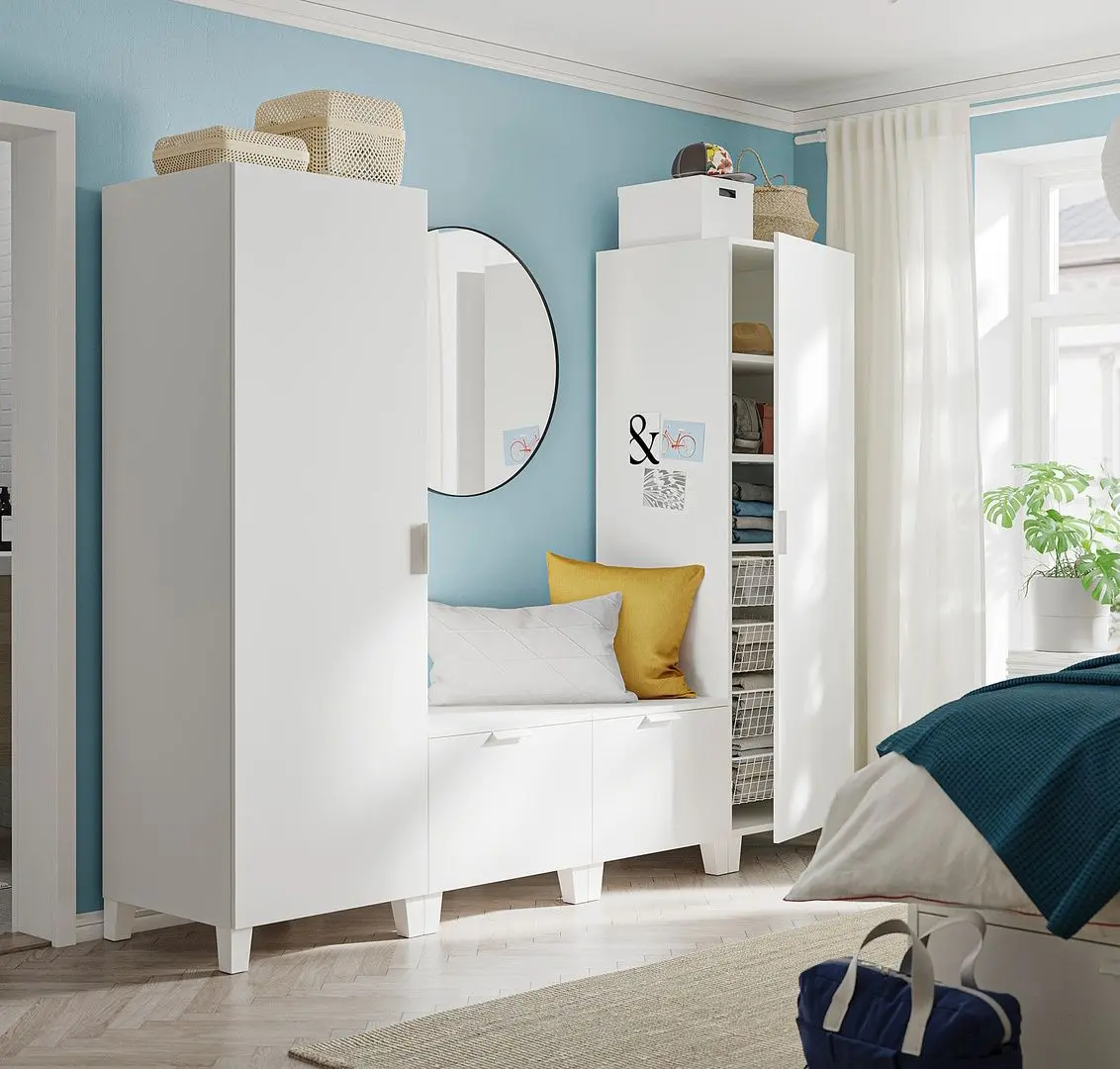 Dulap combinat Ikea Platsa 4 usi 240x57x191 (Alb/Fonnes Alb)