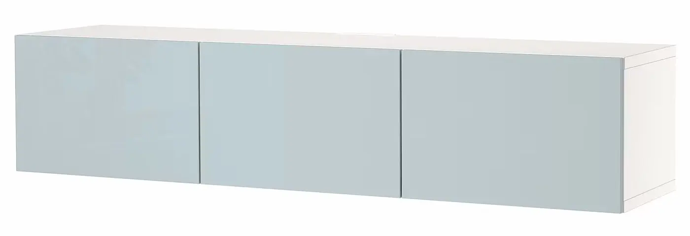 Tumba pentru TV Ikea Besta/Selsviken cu usi 180x42x38 (Alb/Gri deschis-bleu) - 2