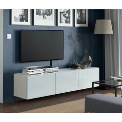 Тумба РТВ Ikea Besta/Selsviken с дверцами 180x42x38 (Белый/Светло-серо-голубой)