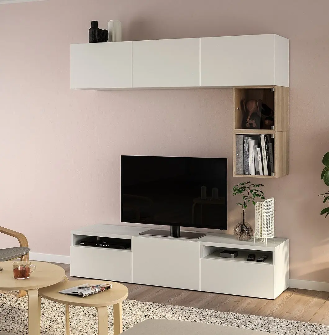 Living Ikea Besta/Eket/Lappviken sina sertar inchidere lina 180x42x166 (Alb)