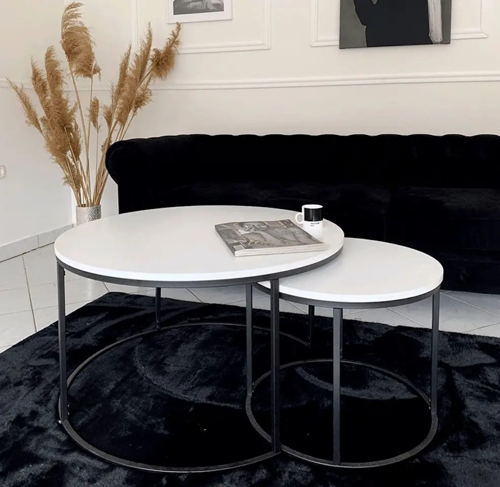 Set mese pentru reviste Tempo Kondela Iklin (White/Black)