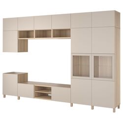 Гостиная Ikea Besta/Lappviken/Sindvik стекло/плавно-закрывающиеся направляющие 360x42x240 (Шпон белого дуба) Thumb