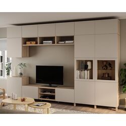 Гостиная Ikea Besta/Lappviken/Sindvik стекло/плавно-закрывающиеся направляющие 360x42x240 (Шпон белого дуба)