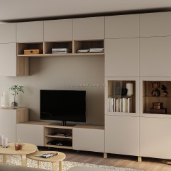 Гостиная Ikea Besta/Lappviken/Sindvik стекло/плавно-закрывающиеся направляющие 360x42x240 (Шпон белого дуба)