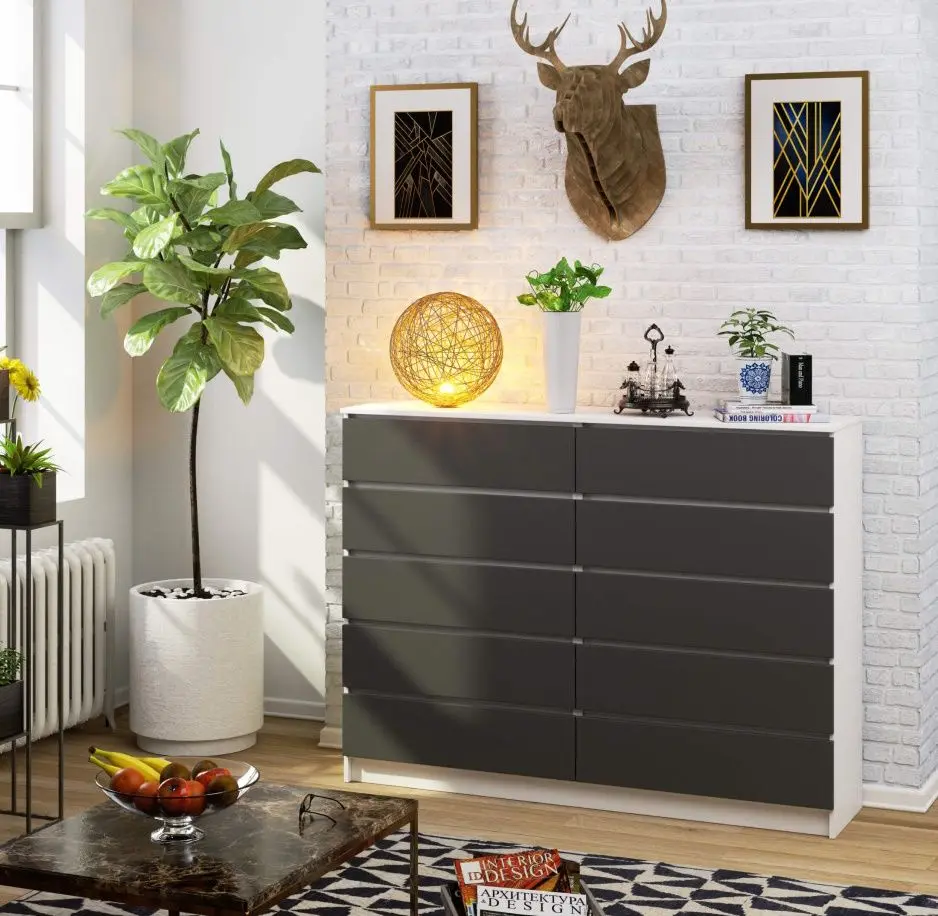 Comoda Akord K160 10SZ (White/Graphite Grey)
