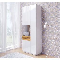 Витрина Helvetia Silke №12 2D Left (White/White Gloss/Wotan Oak)