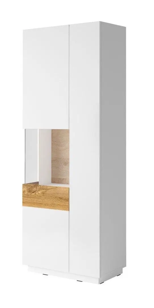 Витрина Helvetia Silke №12 2D Left (White/White Gloss/Wotan Oak)