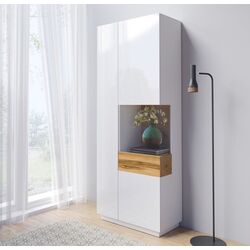 Витрина Helvetia Silke №13 2D Right (White/White Gloss/Wotan Oak)