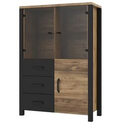 Dulap-vitrina Helvetia Olin №44 3D3S (Spruce Appenzeller/Black Matt) Thumb