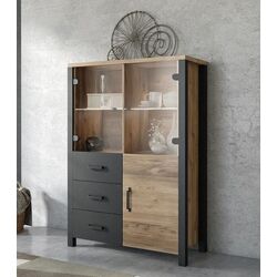 Шкаф-витрина Helvetia Olin №44 3D3S (Spruce Appenzeller/Black Matt)