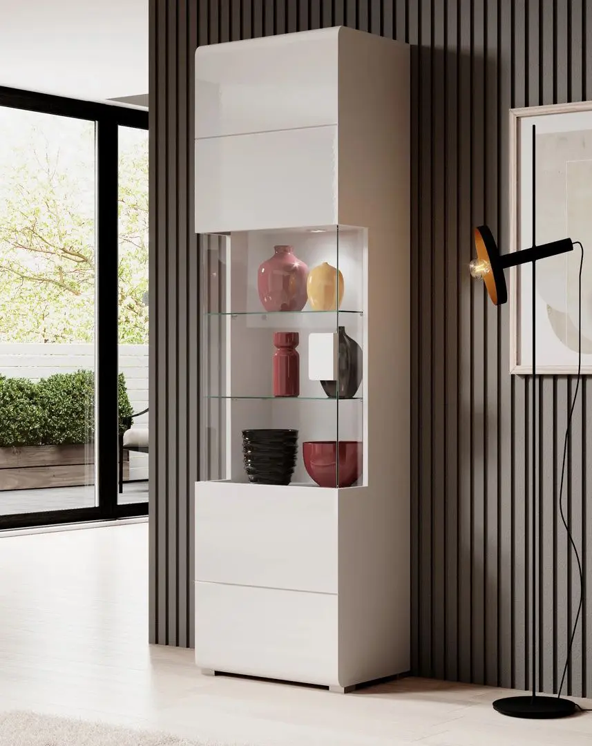 Витрина Helvetia Toledo №05 1D (White/White Gloss)