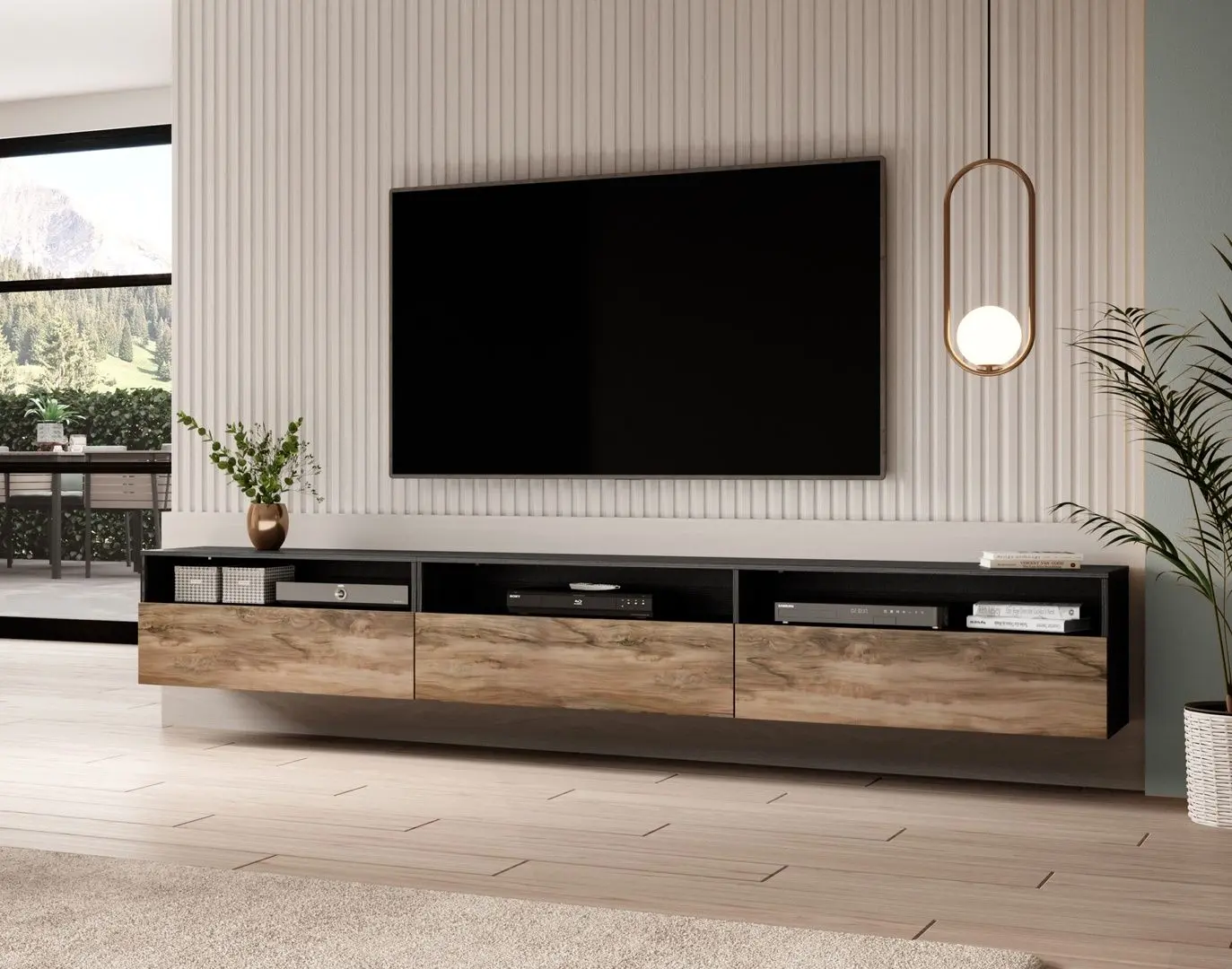 Tumba pentru TV Helvetia Baros №40 3D (Satin Walnut/Touchwood)
