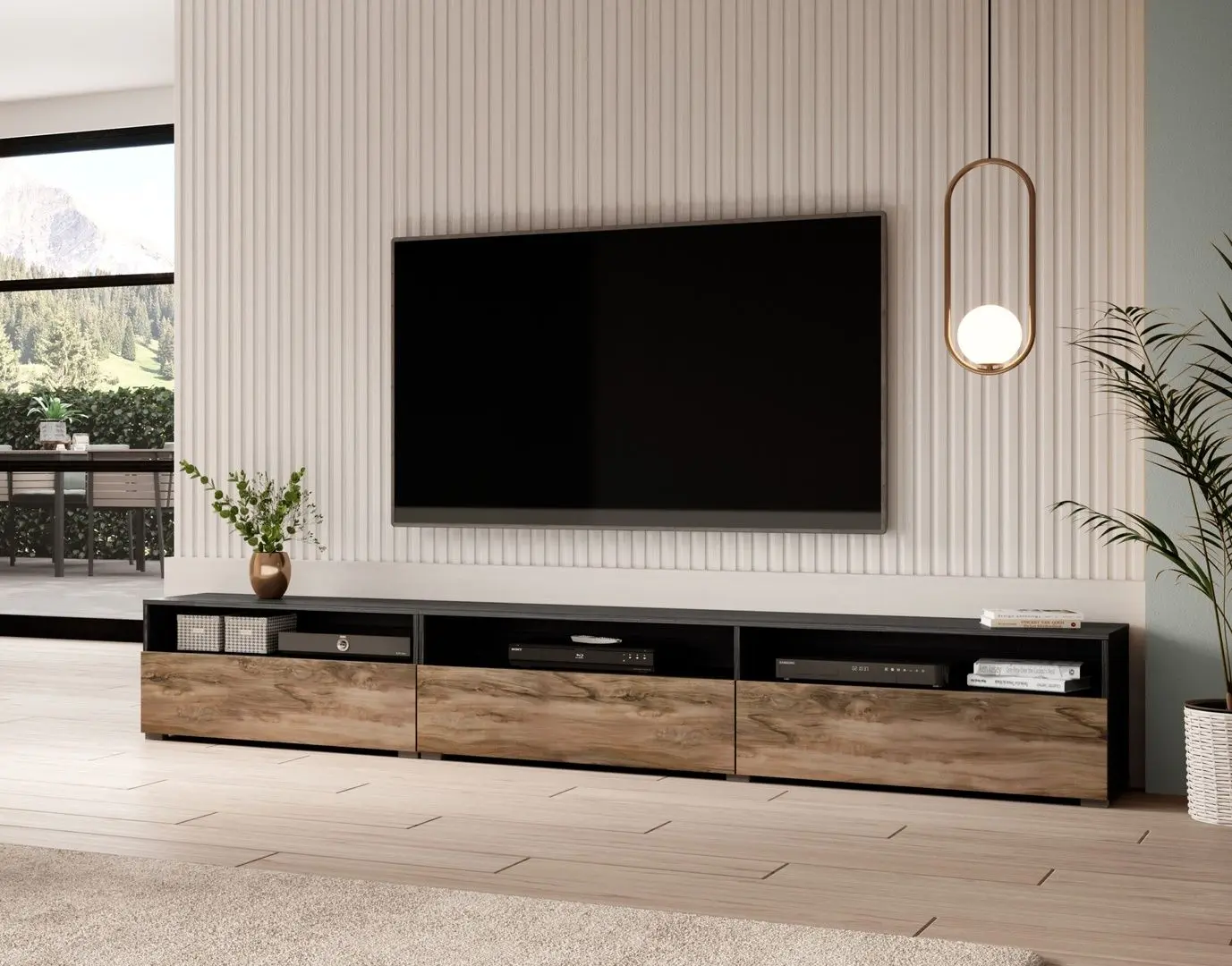 Tumba pentru TV Helvetia Baros №40 3D (Satin Walnut/Touchwood)