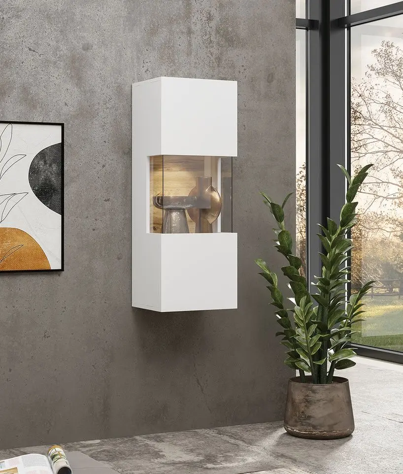 Vitrina suspendata Helvetia Ava №07 1D (White/Wotan Oak)