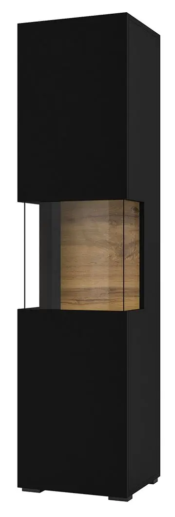 Penal-vitrina Helvetia Ava №05 1D (Black/Wotan Oak)