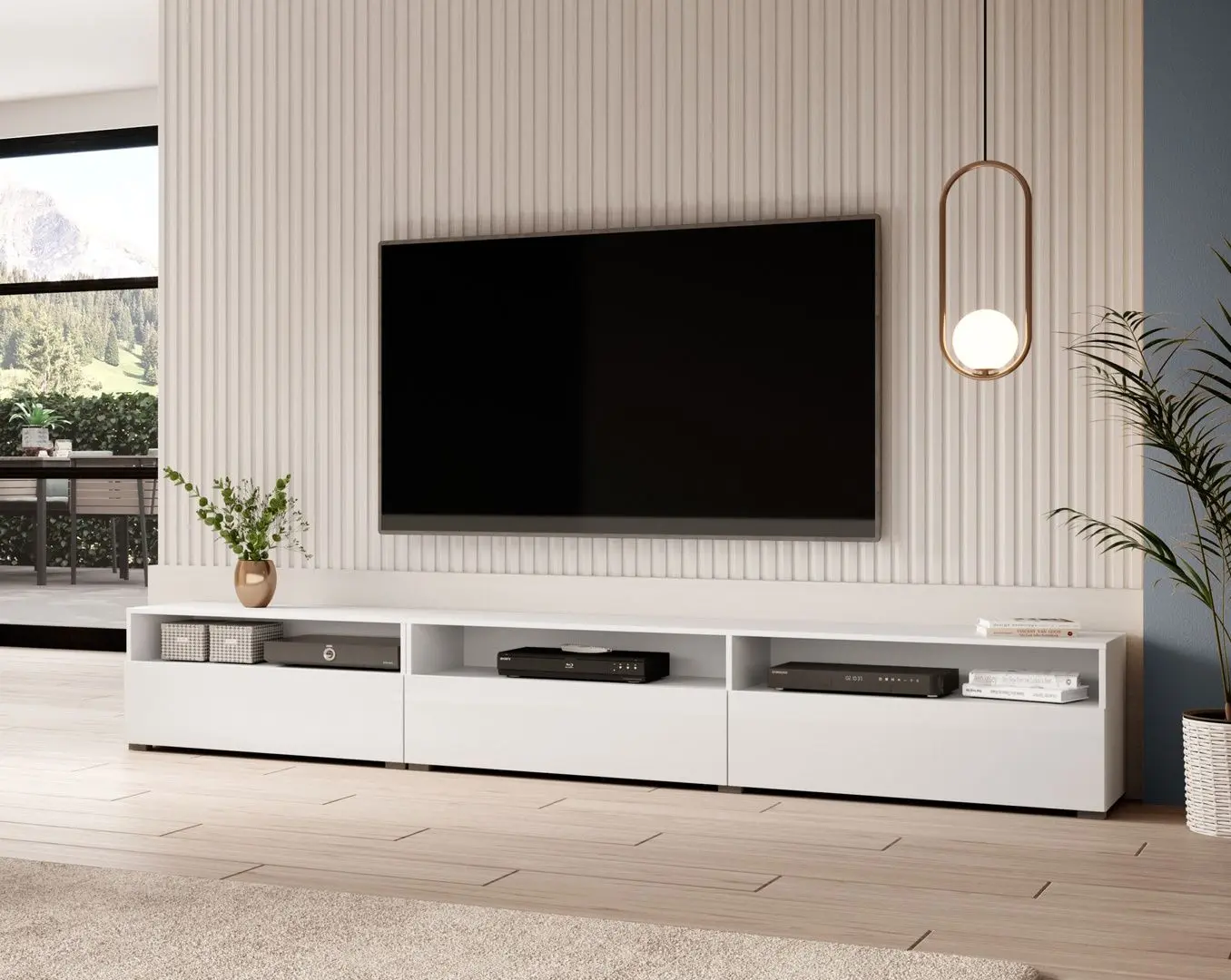 Tumba pentru TV Helvetia Baros №40 3D (White/White Gloss)