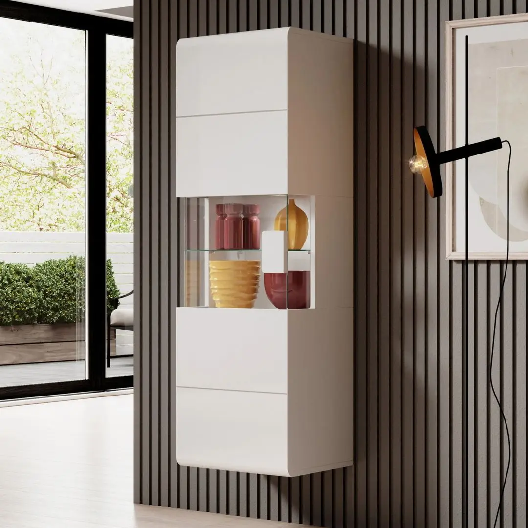 Витрина навесная Helvetia Toledo №07 1D (White/White Gloss)