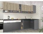 Bucatarie de colt Modern Monro 2.6m (Craft Oak Gold/White Gloss/Asphalt)