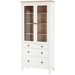 Витрина Ikea Hemnes 3 ящика 90x197 (Белая Морилка/Светло-коричневый) Thumb