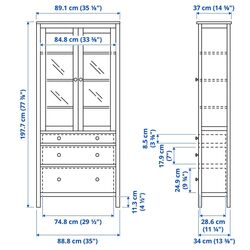 Витрина Ikea Hemnes 3 ящика 90x197 (Белая Морилка/Светло-коричневый) Thumb