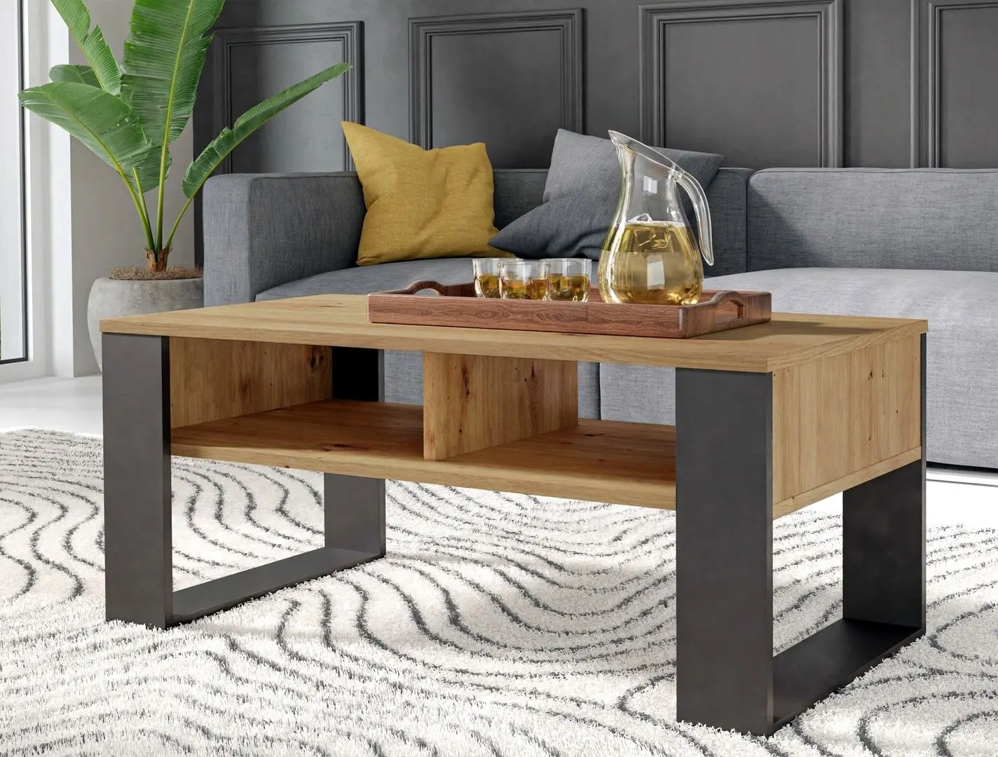 Masa pentru reviste TopEshop Modern 2P (Artisan Oak/Black)