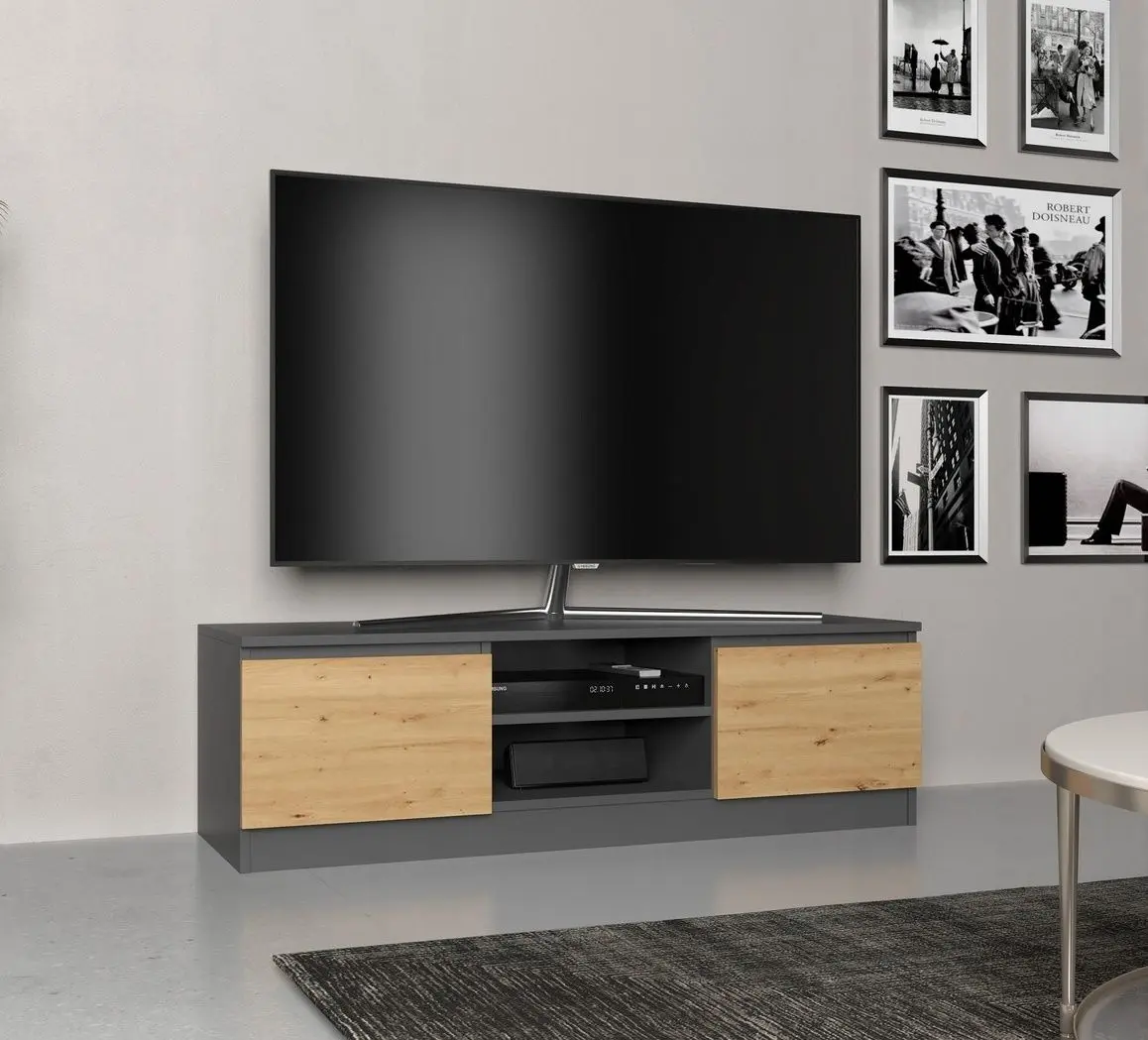 Tumba pentru TV TopEshop Malwa RTV 120cm (Anthracite/Artisan Oak)
