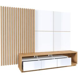 Тумба РТВ Helvetia Celine 24NALR10 2.5 (White Gloss/Wotan Oak) Thumb