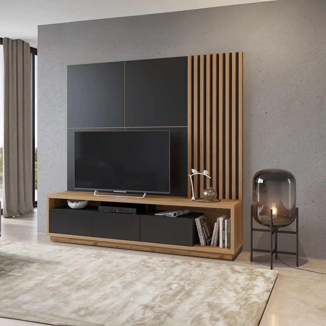 Tumba pentru TV Helvetia Celine 24N2LR09 2.0 (Black Matt/Wotan Oak)