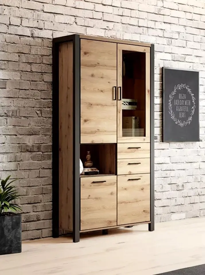 Vitrina Helvetia Aktiv №13 4D2S (Taurus Oak/Black Matt)