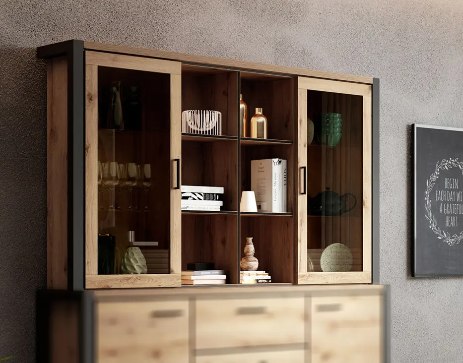 Dulap suprapus Helvetia Aktiv 24TWLK04 (Black Matt/Taurus Oak)