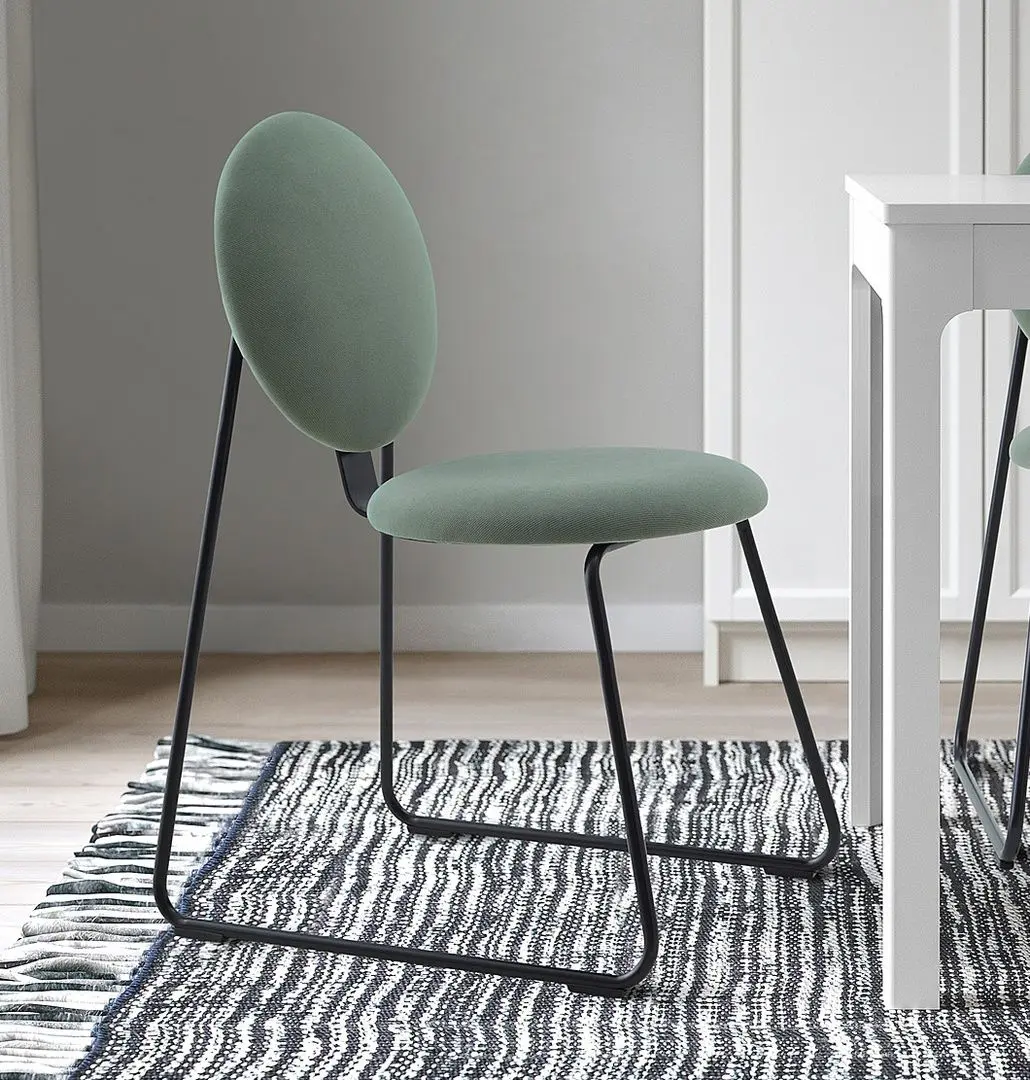 Scaun Ikea Manhult/Hakebo (Negru/Gri-Verde)